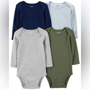 Carters • NWT 4 Piece Bodysuit Pack Navy Green Grey Blue